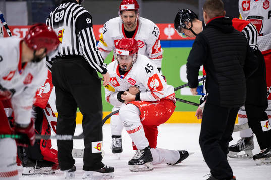 Filip Pavlik of Mountfield in pain