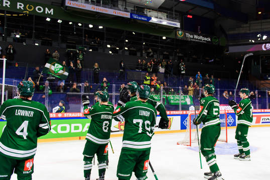 Players of Färjestad celebrates