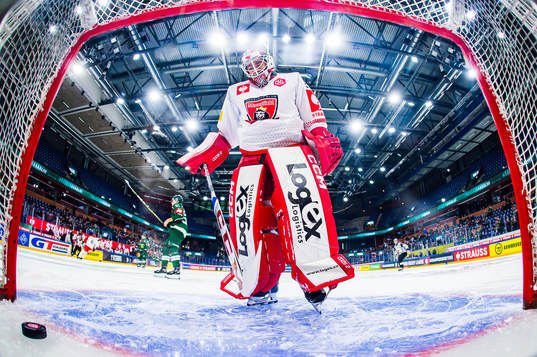goaltender Jan Ruzicka  of Mountfield looks dejected