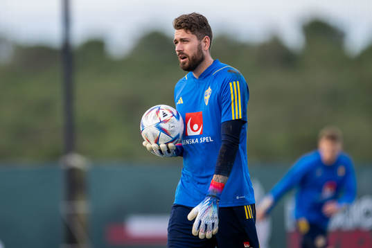 Goalkeeper Kristoffer Nordfeldt of the Swedish national