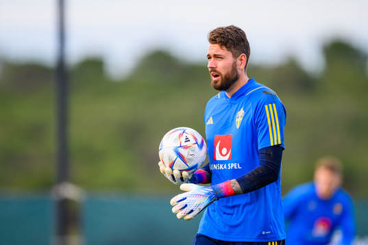 Goalkeeper Kristoffer Nordfeldt of the Swedish national