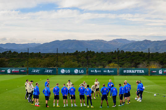Players of the Swedish national football team gather