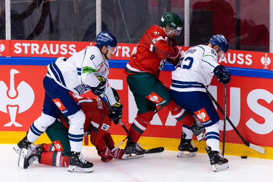 Joshua Samanski and Marcel Brandt of Straubing Tigers