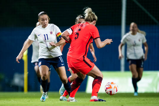 Guro Reiten of Norway and Millie Bright of England
