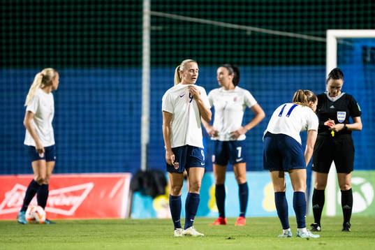 Lisa Fjeldstad Naalsund of Norway looks dejected