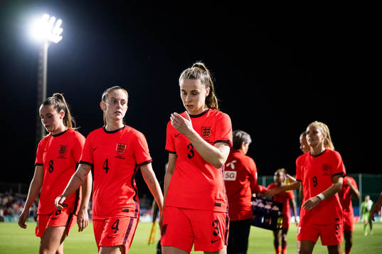 Ella Toone, Keira Walsh and Niamh Charles of England