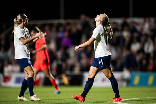 Amalie Eikeland of Norway looks dejected