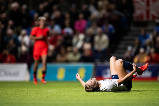 Sophie Roman Haug of Norway looks dejected