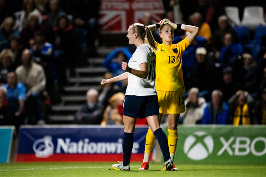 Frida Maanum of Norway celebrates and goalkeeper Ellie