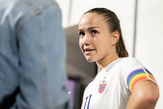 Guro Reiten of Norway is interviewed by the media