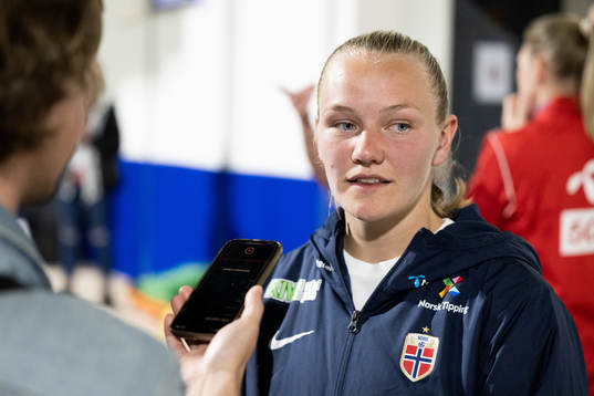 Frida Maanum of Norway is interviewed by the media