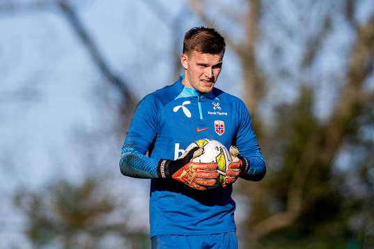 Goalkeeper Mads Hedenstad Christiansen of the Norwegian