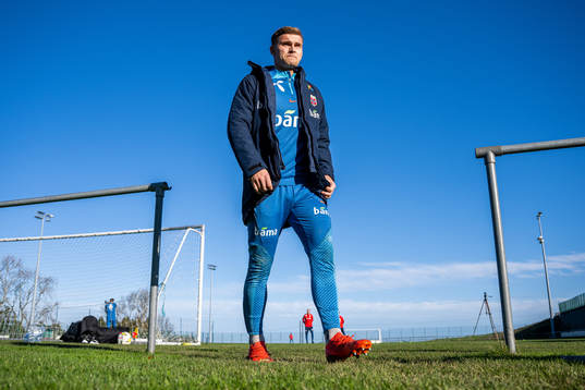 Goalkeeper Mads Hedenstad Christiansen of the Norwegian