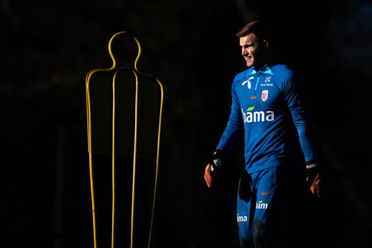 Goalkeeper Mads Hedenstad Christiansen of the Norwegian