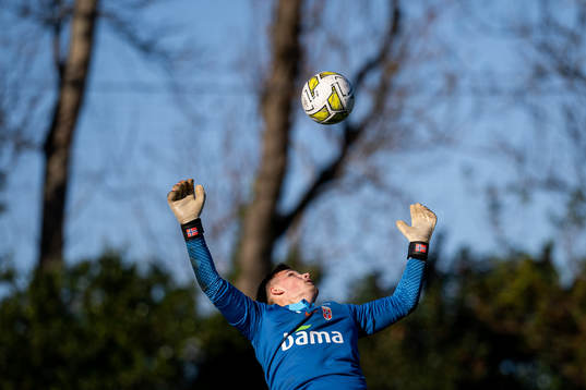 Goalkeeper Mads Hedenstad Christiansen of the Norwegian