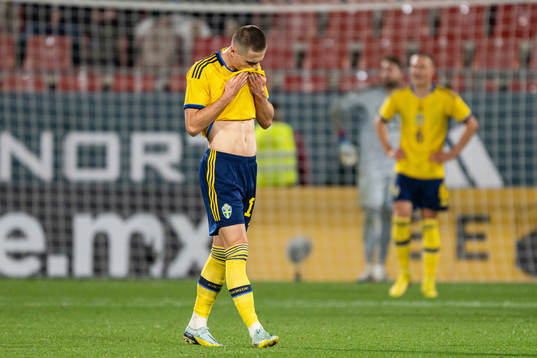 Mattias Svanberg of Sweden looks dejected