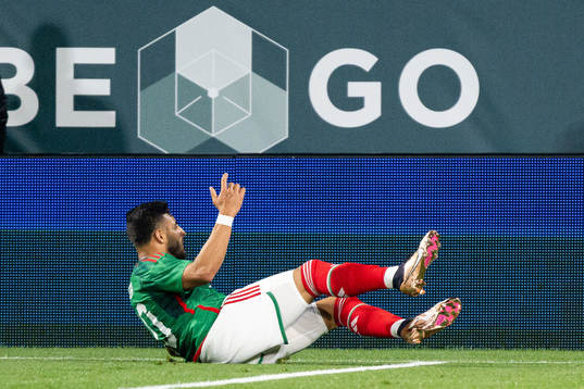 Alexis Vega of Mexico celebrates the 1-1 goal