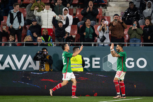 Alexis Vega of Mexico celebrates the 1-1 goal
