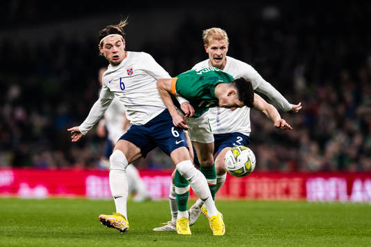 Patrick Berg of Norway and Callum O'Dowda of Ireland