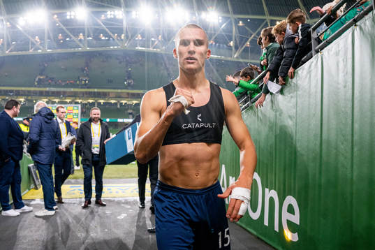 Leo Skiri Østigård of Norway celebrates