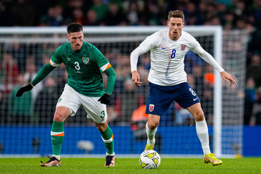 Matt Doherty of Ireland and Kristoffer Zachariassen of