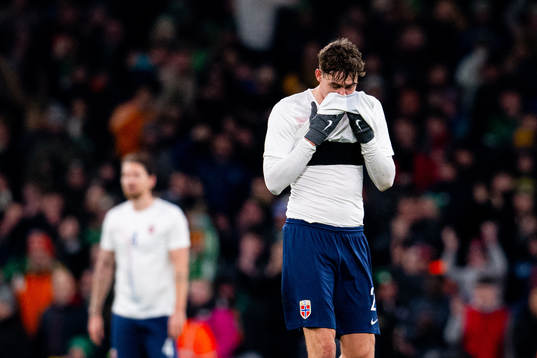 Jørgen Strand Larsen of Norway looks dejected