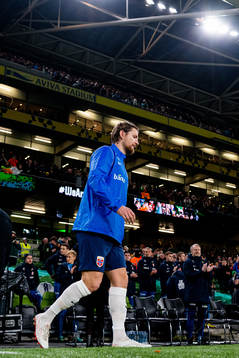 Stefan Strandberg of Norway enters the pitch