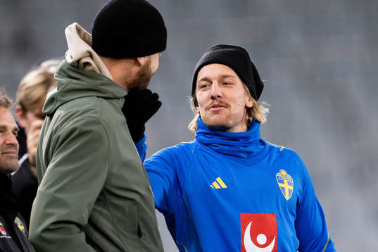 Pontus Jansson and Emil Forsberg of the Swedish national