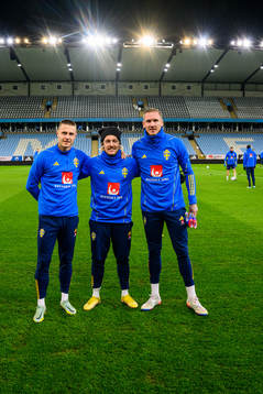 Mattias Svanberg, Emil Forsberg and goalkeeper Robin Olsen