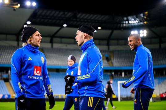 Emil Forsberg, Magnus Eriksson and Isak Hien of the Swedish