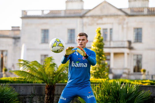 Goalkeeper Mads Hedenstad Christiansen of the Norwegian