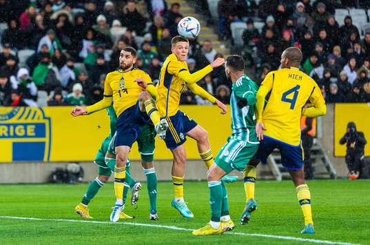 Aiham Ousou, Emil Holm and Isak Hien of Sweden