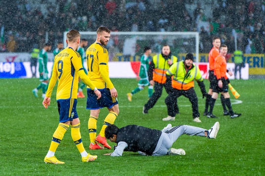 Jesper Karlsson and Jesper Karlström of Sweden next to a