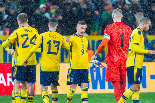 Emil Holm, Aiham Ousou, Jesper Karlsson, goalkeeper Robin