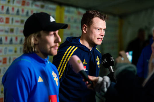 Emil Forsberg and Viktor Claesson of Sweden