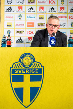 Head coach Janne Andersson of Sweden at the press conference