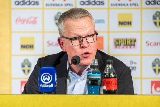 Head coach Janne Andersson of Sweden at the press conference
