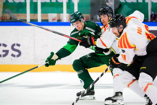 Färjestads Carl Jakobsson och Brynäs Dmytro Timashov