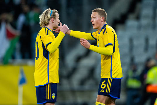 Emil Forsberg and Ludwig Augustinsson of Sweden
