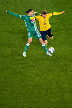 Ramiz Zerrouki of Algeria and Viktor Gyökeres of Sweden