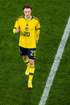 Kristoffer Olsson of Sweden leaves the pitch at half time
