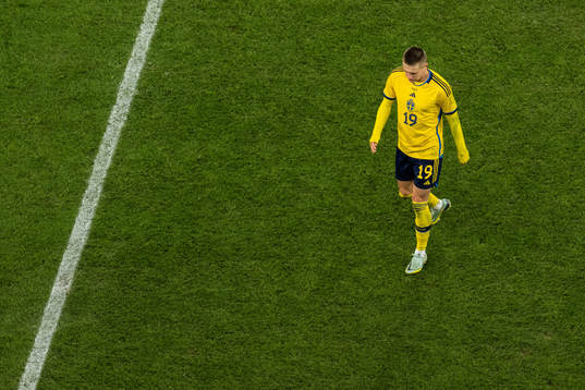 Mattias Svanberg of Sweden looks dejected