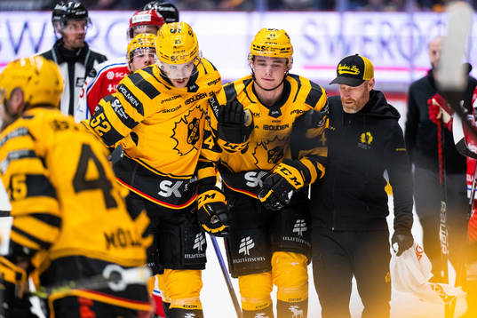 Skellefteås Elias Salomonsson hjälps av isen