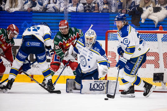 Leksands målvakt Mantas Armalis och Leksands Anton Lindholm