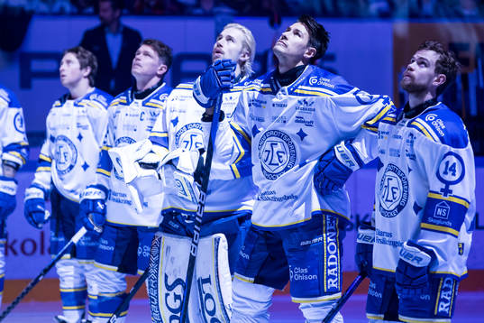 Leksands spelarna innan ishockeymatchen i SHL mellan