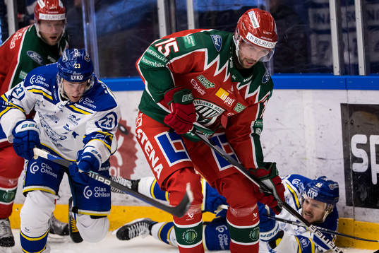 Frölundas Anders Grönlund och Leksands Mikael Ruohomaa