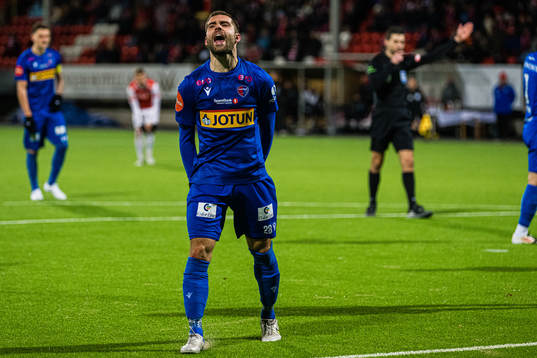 Ruben Herraiz Alcaraz of Sandefjord reacts