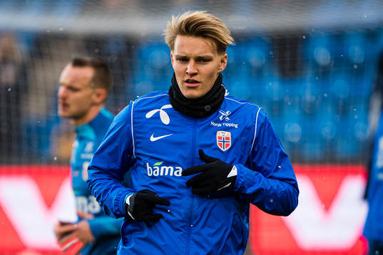 Martin Ødegaard of Norway warms up