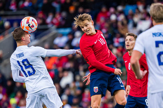 Marcus Forss of Finland and Martin Ødegaard of Norway