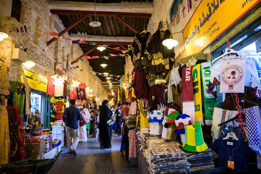 National team jerseys and scarfs at Souq Waqif